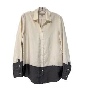 Banana Republic Heritage Collection 100% Silk Blouse Cream Grey Size Small